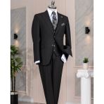 Italyan Stil Slim Fit Ceket Yelek Pantolon Takım Elbise Siyah T14311 - 46