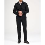 Italyan Stil Slim Fit Cep Detaylı Gömlek Pantolon Takım Elbise Siyah T11966 - 46