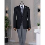 Italyan Stil Slim Fit Erkek Ceket Pantolon Kombin Takım Elbise Siyah T14670 - 50