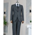 Italyan Stil Slim Fit Erkek Ceket Yelek Pantolon Takım Elbise Siyah T11020 - 48