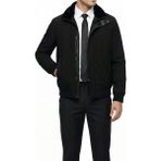 Italyan Stil Slim Fit Fermuarlı Kürk Yaka Deri Şeritli Erkek Mont Siyah T14696