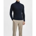 Italyan Stil Slim Fit Fitilli Boğazlı Triko Erkek Kazak Lacivert T10618
