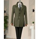 Italyan Stil Slim Fit Kaşe Yan Cep Erkek Kaban Haki T15054 - 58