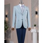 Italyan Stil Slim Fit Kombin Takım Elbise Mavi T13926 - 48