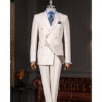 Italyan Stil Slim Fit Kruvaze Ceket Pantolon Takım Elbise Bej T14623 - 50