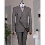 Italyan Stil Slim Fit Kruvaze Ceket Pantolon Takım Elbise Kahverengi T14469 - 48