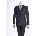 Italyan Stil Slim Fit Kruvaze Ceket Pantolon Takım Elbise Siyah T13524 - 46