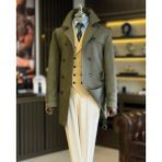 İtalyan stil slim fit mevsimlik erkek trençkot mont Yeşil T4976