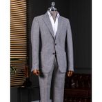 Italyan Stil Slim Fit Mono Yaka Ceket Pantolon Takım Elbise Gri T14364 - 48