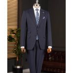 Italyan Stil Slim Fit Mono Yaka Ceket Pantolon Takım Elbise Lacivert T14749 - 46