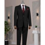 Italyan Stil Slim Fit Mono Yaka Ceket Pantolon Takım Elbise Siyah T14290 - 48
