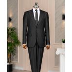 Italyan Stil Slim Fit Mono Yaka Ceket Pantolon Takım Elbise Siyah T14759 - 52