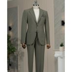 Italyan Stil Slim Fit Mono Yaka Ceket Pantolon Takım Elbise Yeşil T14472 - 48