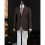Italyan Stil Slim Fit Mono Yaka Erkek Ceket Kahverengi T13787 - 54