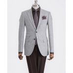 Italyan Stil Slim Fit Mono Yaka Erkek Tek Ceket Gri T13348