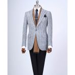 Italyan Stil Slim Fit Mono Yaka Erkek Tek Ceket Gri T13593 - 50