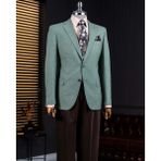 Italyan Stil Slim Fit Mono Yaka Erkek Tek Ceket Haki T14305 - 46