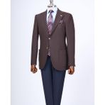 Italyan Stil Slim Fit Mono Yaka Erkek Tek Ceket Kahverengi T13578 - 46