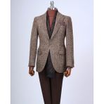 Italyan Stil Slim Fit Mono Yaka Erkek Tek Ceket Kahverengi T13594 - 46