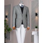 Italyan Stil Slim Fit Mono Yaka Yün Karışımlı Erkek Tek Ceket Haki T14811