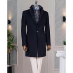 Italyan Stil Slim Fit Mono Yaka Yün Karışımlı Kaşe Erkek Kaban Lacivert T14688 - 56