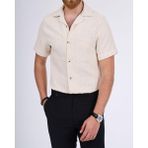 Italyan Stil Slim Fit Örme Dokulu Kısa Kollu Erkek Gömlek Ekru T13629 - 2XL