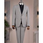 İtalyan stil slim fit sivri yaka ceket pantolon takım elbise gri T14741 - 58