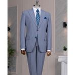 Italyan Stil Slim Fit Sivri Yaka Ceket Pantolon Takım Elbise INDIGOT14257 - 56
