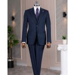 Italyan Stil Slim Fit Sivri Yaka Ceket Yelek Pantolon Takım Elbise Lacivert T14678