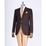 Italyan Stil Slim Fit Sivri Yaka Erkek Ceket Kahverengi T13237 - 46