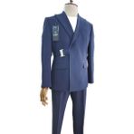 Italyan Stil Slim Fit Tokalı Kruvaze Erkek Takım Elbise Lacivert - Regular Fit - 56