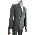 Italyan Stil Slim Fit Tokalı Kruvaze Erkek Takım Elbise Yeşil - Regular Fit - 48