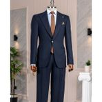 Italyan Stil Slim Fit Torba Cep Ceket Pantolon Takım Elbise Lacivert T14299 - 52