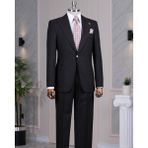 Italyan Stil Slim Fit Torba Cep Ceket Pantolon Takım Elbise Siyah T14298 - 48