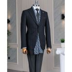Italyan Stil Slim Fit Yün Karışımlı Erkek Ceket Pantolon Takım Elbise Siyah T14653 - 50