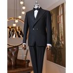 Italyan Stil Yün Karışımlı Ceket Yelek Pantolon Damatlık Set Siyah T14883