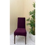 Italyan Süet Kumaş Lastikli Kaymaz Esnek Sandalye Koruyucu Örtü - Mürdüm - Iki Adet - 40 x 40 cm