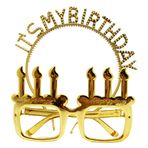 It&apos;s My Birthday Yazılı ve Mum Şekilli Gözlük Seti Altın Renk