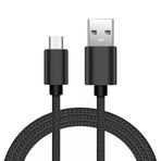 iTechCover Örgülü USB Kablosu Şarj Kablosu/Şarj Cihazı Güç Kablosu Groov-e Sound Buds GV-TW02-BK Bluetooth Kulaklık/Siyah / (2m / 6,6 ft) ile Uyumlu