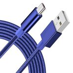 iTechCover Örgülü USB Kablosu Şarj Kablosu/Şarj Cihazı Güç Kablosu Mixx Audio XX JX1 Kulaklıklarla Uyumlu/Mavi / (2 m / 6,6 ft)