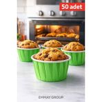 İTHAL Fırına Girebilen Muffin-Kek Kapsülü Yeşil, 50 Adet, Parti, Davet, Organizasyon, Etkinlik