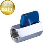 İTHAL Paslanmaz Çelik Mini Vana Dişi-Dişi Krom 304 Kalite PN63 Bsp - 3/8'' (DN10)