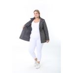 Ithal, Yumuşak Kürklü, Su Itici Mont,büyük Beden, Tavşan Tüylü Kaban,kapitone Mont, Premium Seri - Füme