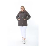 Ithal, Yumuşak Kürklü, Su Itici Mont,büyük Beden, Tavşan Tüylü Kaban,kapitone Mont, Premium Seri - Haki - 4XL