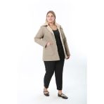 Ithal, Yumuşak Kürklü, Su Itici Mont,büyük Beden, Tavşan Tüylü Kaban,kapitone Mont, Premium Seri - Vizon - 3XL
