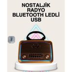 İthalat® Ahşap Nostaljik Radyo Bluetooth Usb Sd Kart Destekli