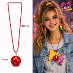İthalat® Disko Topu Şekilli 80&Amp;#39;Ler 90&Amp;#39;Lar Kırmızı Renk Plastik Kolye