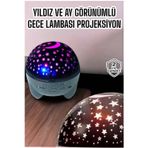 İthalat® Gece Lambası Projeksiyon Görünümlü Şarjlı Yıldızlı Yuvarlak
