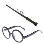 İthalat® Harry Potter Asası 30 Cm Siyah Çerçeveli Harry Potter Gözlüğü Seti