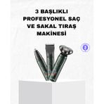İthalat® Şarjlı Kablosuz 3 Başlıklı Profesyonel Bakım Seti – Saç, Sakal, Burun Kulak Düzeltici